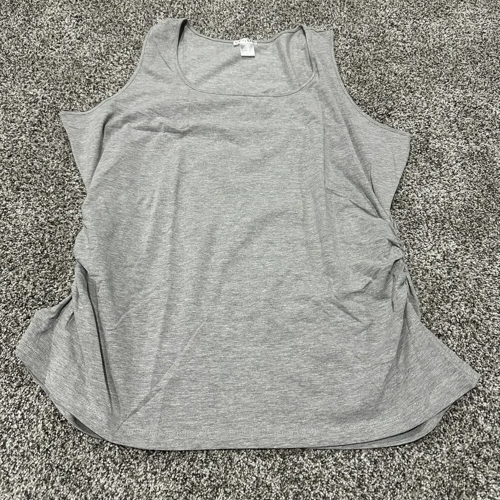 New with tags, VENUS Gray Square Neck Ruched Side Tank Top, Size 2X - Picture 10 of 10